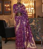 Magenta woven silk saree with blouse