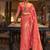 Coral woven silk saree with blouse