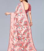 Peach printed art silk saree with blouse