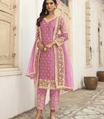 Pink embroidered net salwar