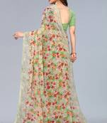Green printed georgette saree with blouse