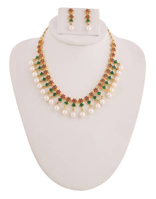 Real Natural Hyderabadi pearls With CZ Stone Studded Set 1