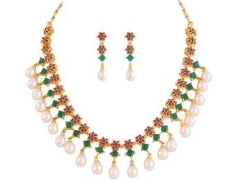 Real Natural Hyderabadi pearls With CZ Stone Studded Set 2