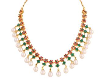 Real Natural Hyderabadi pearls With CZ Stone Studded Set 3