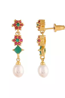 Real Natural Hyderabadi pearls With CZ Stone Studded Set