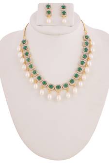 Real Natural Hyderabadi pearls With CZ Stone Studded Set