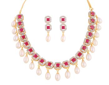 Real Natural Hyderabadi pearls With CZ Stone Studded Set 2