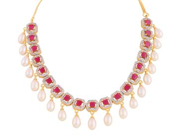 Real Natural Hyderabadi pearls With CZ Stone Studded Set 3