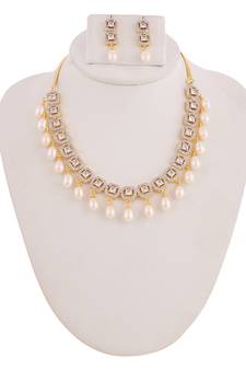 Real Natural Hyderabadi pearls With CZ Stone Studded Set With Certificate