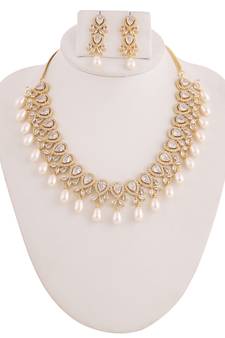 Real Natural Hyderabadi pearls With CZ Stone Studded Set With Certificate