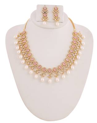 Real Natural Hyderabadi pearls With CZ Stone Studded Set 1