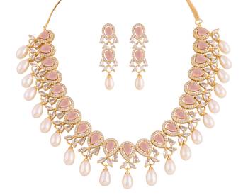 Real Natural Hyderabadi pearls With CZ Stone Studded Set 2