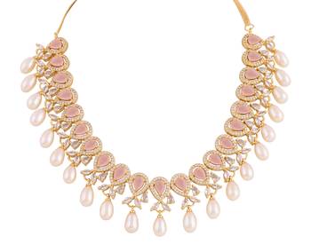 Real Natural Hyderabadi pearls With CZ Stone Studded Set 3
