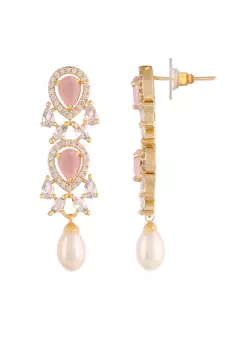 Real Natural Hyderabadi pearls With CZ Stone Studded Set