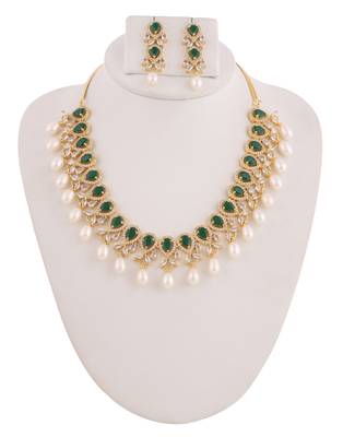 Real Natural Hyderabadi pearls With CZ Stone Studded Set With Certificate 1