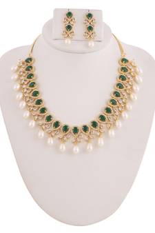 Real Natural Hyderabadi pearls With CZ Stone Studded Set With Certificate