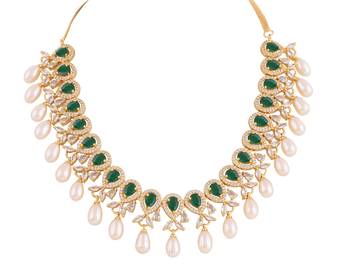 Real Natural Hyderabadi pearls With CZ Stone Studded Set With Certificate 3