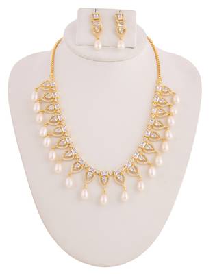 Real Natural Hyderabadi pearls With CZ Stone Studded Set 1