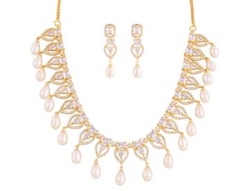 Real Natural Hyderabadi pearls With CZ Stone Studded Set 2