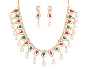 Real Natural Hyderabadi pearls With CZ Stone Studded Set 2