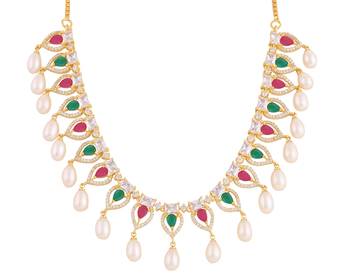 Real Natural Hyderabadi pearls With CZ Stone Studded Set 3
