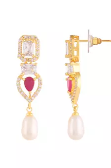 Real Natural Hyderabadi pearls With CZ Stone Studded Set