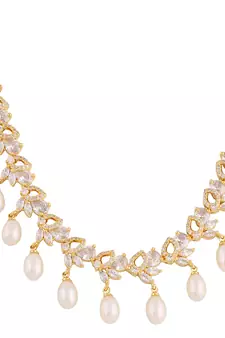 Real Natural Hyderabadi pearls With CZ Stone Studded Set With Certificate