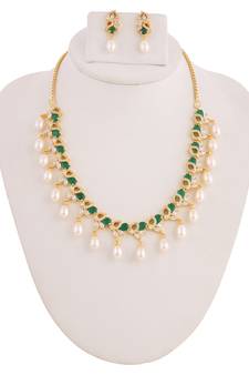 Real Natural Hyderabadi pearls With CZ Stone Studded Set With Certificate