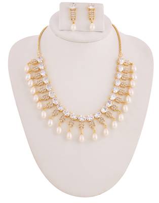 Real Natural Hyderabadi pearls With CZ Stone Studded Set 1