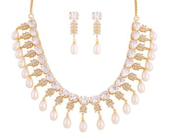 Real Natural Hyderabadi pearls With CZ Stone Studded Set 2