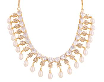 Real Natural Hyderabadi pearls With CZ Stone Studded Set 3