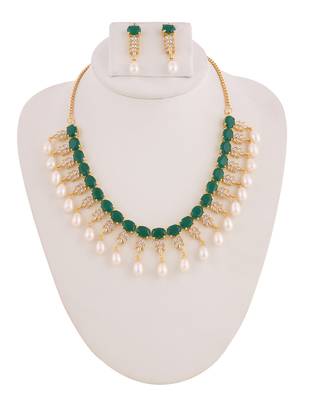 Real Natural Hyderabadi pearls With CZ Stone Studded Set 1