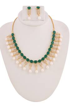 Real Natural Hyderabadi pearls With CZ Stone Studded Set