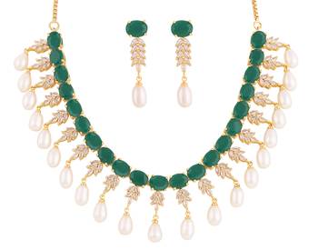 Real Natural Hyderabadi pearls With CZ Stone Studded Set 2