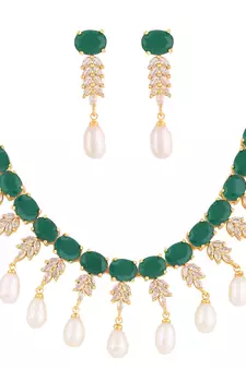 Real Natural Hyderabadi pearls With CZ Stone Studded Set