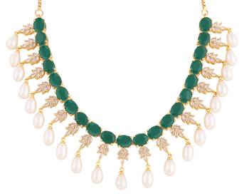 Real Natural Hyderabadi pearls With CZ Stone Studded Set 3