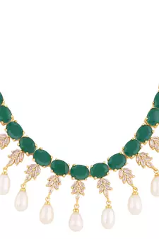 Real Natural Hyderabadi pearls With CZ Stone Studded Set