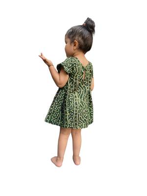 Aglare cotton bandhni frock ,,frocks for girls,, frocks for kids, frocks. Green 2