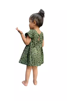 Aglare cotton bandhni frock ,,frocks for girls,, frocks for kids, frocks. Green
