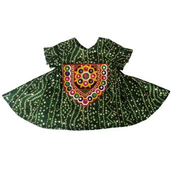 Aglare cotton bandhni frock ,,frocks for girls,, frocks for kids, frocks. Green 3