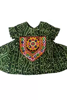 Aglare cotton bandhni frock ,,frocks for girls,, frocks for kids, frocks. Green