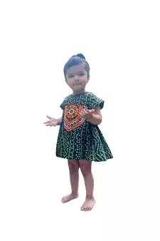 Aglare cotton bandhni frock ,,frocks for girls,, frocks for kids, frocks. Green