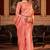 Light salmon printed silk saree with blouse