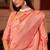 Light salmon printed silk saree with blouse