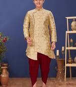 Gold printed brocade boys-sherwani