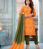 Mustard Embroidered Cotton Salwar