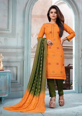 Mustard Embroidered Cotton Salwar 2