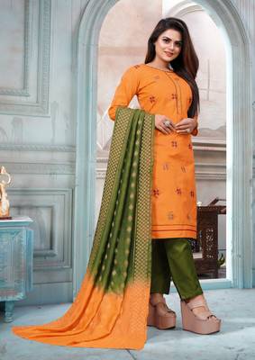 Mustard Embroidered Cotton Salwar 3