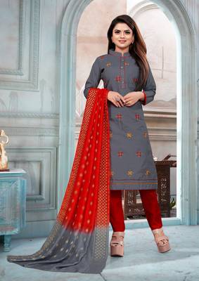Grey Embroidered Cotton Salwar 1