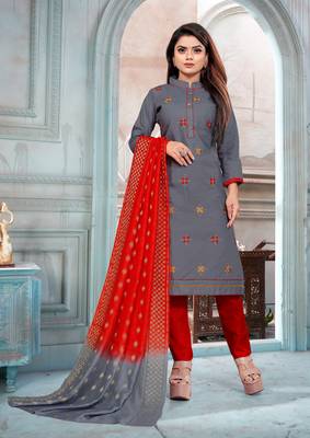 Grey Embroidered Cotton Salwar 2